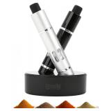 Salt & Pepper Crusher Set with Stand   One-Handed Thumb Press Grinder, Portable Spice Crusher for Kitchen, Dining & Travel   Easy to Use Manual Seasoning Grinder for Fresh Ground Pepper, Sea Salt