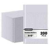 Bubble Mailers 4x8inch 200Pack Gray Bubble Mailers Self-Seal Padded Mailing Envelopes Bubble Opaque Padded Mailer for Small Businesses to Package and Mail Jewelry Cosmetics#000 white gray