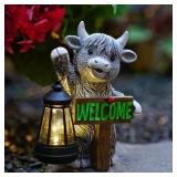 Solar Garden Statues Highland Cow Decor - Outdoor Figurines Decoration for Garden Yard Lawn Home Decor Outside : Unique Gifts for Mom Grandma