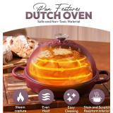 Cast Iron Dutch oven Pot with Lid for Sourdough Bread Baking   Versatile Bread Oven with Non-Stick Enamel Coating, Matte Finishing, Exquisite Embossed Pattern & Ergonomic Handles