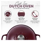 Cast Iron Dutch oven Pot with Lid for Sourdough Bread Baking   Versatile Bread Oven with Non-Stick Enamel Coating, Matte Finishing, Exquisite Embossed Pattern & Ergonomic Handles