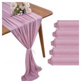 29x120 Inches 10 Pack Dusty Pink Chiffon Table Runner 10Ft Sheer Wedding Table Runner Romantic Tulle Table Runner for Rustic Wedding Decor Birthday Party Bridal Baby Shower Table Decoration