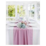 29x120 Inches 10 Pack Dusty Pink Chiffon Table Runner 10Ft Sheer Wedding Table Runner Romantic Tulle Table Runner for Rustic Wedding Decor Birthday Party Bridal Baby Shower Table Decoration