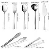 OUNONA 12 Pcs Serving Utensils,2 forks + 1 Spatula + 2 Colanders + 2 Spoons + 1 Large spoon + 2 Large clips + 2 Small Clips, Stainless Steel Catering Serving Utensils for Party Buffet Dinner Banquet