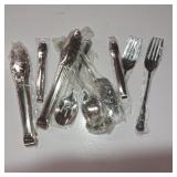 OUNONA 12 Pcs Serving Utensils,2 forks + 1 Spatula + 2 Colanders + 2 Spoons + 1 Large spoon + 2 Large clips + 2 Small Clips, Stainless Steel Catering Serving Utensils for Party Buffet Dinner Banquet