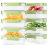 10-Pack Food Storage Containers with Airtight Leakproof Lids, BPA-Free Meal Prep Containers for Microwave/Dishwasher/Freezer, Green, 28.7oz Each