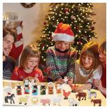 Nativity Scene Advent Calendar, 24 Days Countdown Set with Miniature Figures & Animals, Religious Holiday Decor