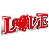 Red Wooden LOVE Sign with LED Lights Valentine