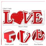 Red Wooden LOVE Sign with LED Lights Valentine