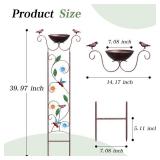 Bird Bath for Outside - Antique Iron Bird Bath with Trellis,Detachable Decorative Hummingbird Bowl,Metal Plant Support for Climbing Flowers,Elegant Outdoor Garden Feature (Hummingbird)