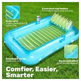 SLOOSH Inflatable Tanning Pool Lounger Float, 70" x 46" Pool Floats Adult with Pillow, 4 in 1 Suntan Tub Raft Floatie,Sunbathing Bed Lounge for Water Blow Up Kids Ball Pit Party Gifts, L-Blue Green