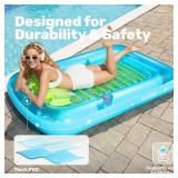 SLOOSH Inflatable Tanning Pool Lounger Float, 70" x 46" Pool Floats Adult with Pillow, 4 in 1 Suntan Tub Raft Floatie,Sunbathing Bed Lounge for Water Blow Up Kids Ball Pit Party Gifts, L-Blue Green