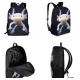 AmzPrint Axolotl Animal Print Bookbag With Lunchbox For Girls American Children Back To School Gift 3pcs Backpack Set