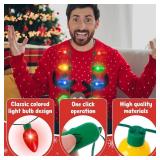 Blowata 6PCS Christmas Light Necklace, Christmas Accessories with 3 Flash Modes, Xmas Light Decorations with Colorful Bulbs for Christmas Accessories Festival Party Supplies Ugly Sweater Decor