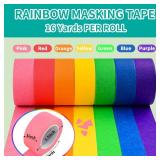 7 Rolls Colored Masking Tape, 345 Ft x 1 Inch Colored Painters Tape for Arts & Crafts Labeling or Coding Vibrant Rainbow Colorful Craft Tapes