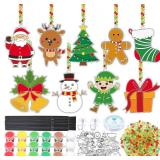 Capoda 36 Sets Christmas Suncatchers Xmas Gift Ornaments DIY Window Paint Art Suncatchers Santa Snowman Reindeer Sun Catchers Christmas Crafts Classroom Activities Art Project (Santa Snowman)