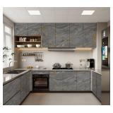 Marble Contact Paper Peel and Stick for Kitchen Countertop, Gray and Gold Wallpaper Removable Self Adhesive Vinyl Waterproof Roll 15.7 393.7" for Cabinets Countertops Wall Covering Easy to Clean