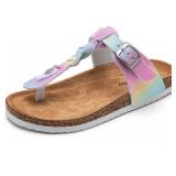 Torotto Boys Girls Cork Footbed Sandals Kids Flip Flops with Adjustable Braided Straps (Toddler/Little Kid/Big Kid) SIZE 31