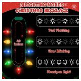 Blowata 6PCS Christmas Light Necklace, Christmas Accessories with 3 Flash Modes, Xmas Light Decorations with Colorful Bulbs for Christmas Accessories Festival Party Supplies Ugly Sweater Decor