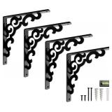 L Brackets for Shelves by Balin Designs for 10 inch -12 Lace Style Shelves   Heavy Duty Decorative Shelf Brackets - Antique Rustic Farmhouse Mantel Shelf Bracket - Included Hardware - Set of 4
