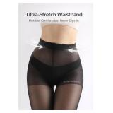 20D Black Sheer Tights for Women Control Top Pantyhose Not Rip with Reinforced Toes