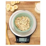 Amazon Basics Digital Kitchen Scale with LCD Display, Tare Function, Multiple Units, Weighs up to 11 Pounds, Batteries Included, Black and Stainless Steel