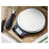 Amazon Basics Digital Kitchen Scale with LCD Display, Tare Function, Multiple Units, Weighs up to 11 Pounds, Batteries Included, Black and Stainless Steel