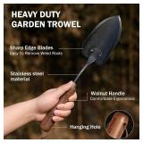 Garden Hand Trowel, Heavy Duty Stainless Steel Garden Shovel with Walnut Handle, Small Gardening Tools for Planting, Digging and Wedding