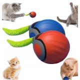 Smart Interactive Cat Toy,2025 New Generation Interactive Cats Toys,Interactive Cat Toys for Indoor C at Ball,Automatic Moving Cats Toy Ball with Tail (Blue+Orange)