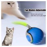 Smart Interactive Cat Toy,2025 New Generation Interactive Cats Toys,Interactive Cat Toys for Indoor C at Ball,Automatic Moving Cats Toy Ball with Tail (Blue+Orange)