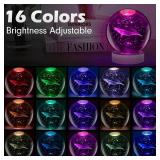 3D Whale in Crystal Ball Night Light - 16 Color Remote Control, Wooden Base LED Lamp for Bedroom Decor, Kids Room, Relaxation Gift
