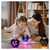 3D Whale in Crystal Ball Night Light - 16 Color Remote Control, Wooden Base LED Lamp for Bedroom Decor, Kids Room, Relaxation Gift
