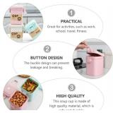 Cabilock Wheat Straw Soup Cup with Lid Sealed Microwave Safe Soup Container Double Seal Heat-Resistant Travel Bowl for Hot Snacks 4.13X3.54X4.92In