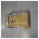 Tofficu Glass Dining Tray 7.1X4.7X3.9 Inch Clear Cake Plate with Dome Cover for Serving Desserts Pastries Cheese Snacks in Home Kitchen