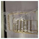 Lolalet Jewelry Organizer Stand, No Assembly Needed Display Storage with Rotating Earring Holder for Necklace Bracelet Rings, Galentines Valentines Gifts Room Dorm Decor for Women Girls -Gold