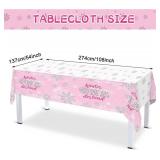 Tiamon 172 Pcs Winter Onederland Party Supply, Girls 1st Birthday Banner Pink and Silver Snowflake Tablecloth Winter Snowflake Plate Napkin Cup Tableware Set for Girl First Birthday Party Supply Decor