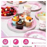 Tiamon 172 Pcs Winter Onederland Party Supply, Girls 1st Birthday Banner Pink and Silver Snowflake Tablecloth Winter Snowflake Plate Napkin Cup Tableware Set for Girl First Birthday Party Supply Decor