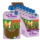 Plum Organics Stage 2 Organic Baby Food - Pear + Pea with Spinach - 4 oz Pouch (Pack of 6) - Organic Fruit and Vegetable Baby Food Pouch