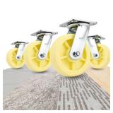 HOD 6 inch Heavy Duty Casters, 6" X 2" Industrial Casters Set of 4, YUPA Caster Wheels 3700LBS, 360  Swivel Plate Casters for Cart, Furniture, Workbench, Equipment