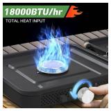 Propane 2 Burner Camping Stove with Griddle and Carrying Bag, Portable Propane Camp Stove with 2 Adjustable Burners & Piezo Ignition, for Camping Tailgating Essentials Gear