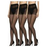 20D Black Sheer Tights for Women Control Top Pantyhose Not Rip with Reinforced Toes