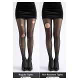 20D Black Sheer Tights for Women Control Top Pantyhose Not Rip with Reinforced Toes