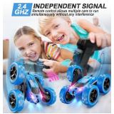 Remote Control Car, RC Cars Toys for Kids Ages 6-12, 4WD Stunt Car with LED Lights & 360  Flips, 2.4GHz, Upgraded USB-C Modular Batteries, 8-10 Year Old Boys Birthday Gift 1-Blue