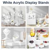 8 Pcs Buffet Risers and Stands, Food Risers for Display Party, White Acrylic Dessert Table Display Set with Hollow Bottom for Sweets(10" 9" 8" 7" 6" 5" 4" 3")