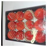 12 Pcs Red Velvet Christmas Ornaments 80mm/ 3.2 Inches Large Neutral Flocked Ball Hanging Ornament Xmas Balls Set for Christmas Tree Decorations Party Hanging Decor