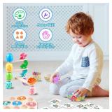 Aliex 4 in 1 Montessori Dinosaur Toys 12+ Months Boys Girls, Wooden Blocks Stacking Balance Toys Stick Color Sorting Egg Puzzles Matching Game,Preschool Education Learning Gift for Toddlers 1 2 3 4