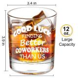 LIGHTEN LIFE Good Luck Finding Better Coworkers Than Us Whiskey Glass 12 oz,Novelty Coworker Leaving Gift in Valued Wooden Box,Farewell Gift for Coworker Boss Colleague Friend Men