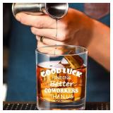 LIGHTEN LIFE Good Luck Finding Better Coworkers Than Us Whiskey Glass 12 oz,Novelty Coworker Leaving Gift in Valued Wooden Box,Farewell Gift for Coworker Boss Colleague Friend Men