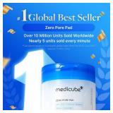 medicube Toner Pads Zero Pore Pad 2.0 | Dual-Textured Facial Pad for Exfoliation and Pore Care with 4.5% AHA Lactic Acid, 0.45% BHA Salicylic Acid | Ideal for All, Korean Skin Care, 70 Pads (1 Pack)