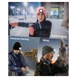 MELASA Unisex Hat with Light, USB Rechargeable Hands Free Headlamp LED Beanie, Winter Gifts for Men Dad Father Husband Him